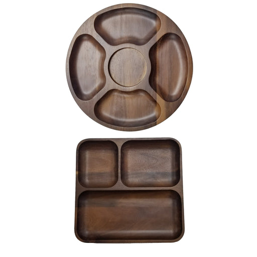 BergHOFF Acacia Wood 2pc Divided Tray and Serving Platter Set - Serving Trays