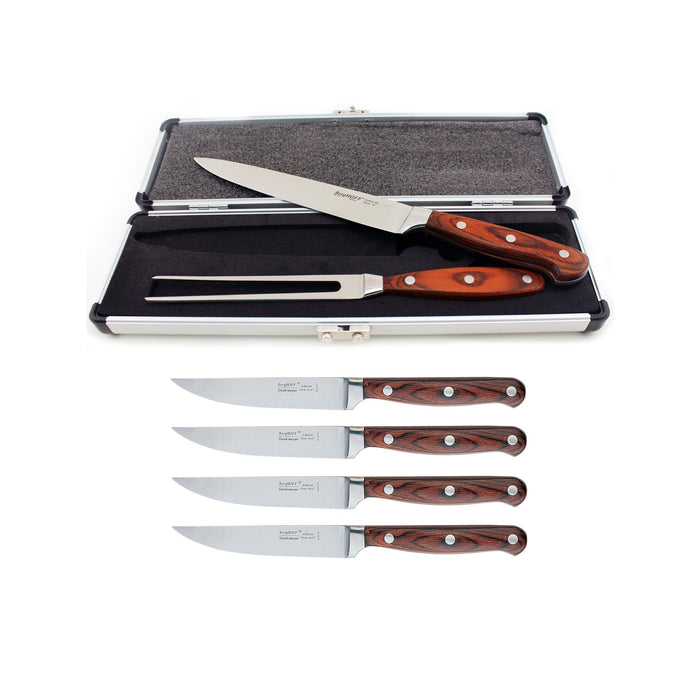 BergHOFF Pakka Wood 7pc Stainless Steel Steak & Carving Knife Set - Kitchen Knives