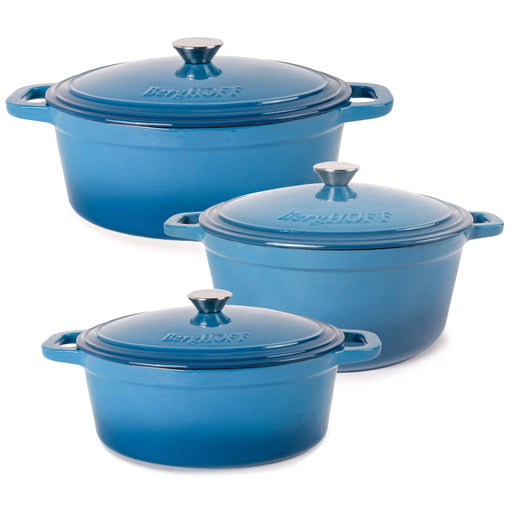 BergHOFF Neo 6pc Cast Iron Dutch Oven Cookware Set with Lids, Blue - Cookware Sets