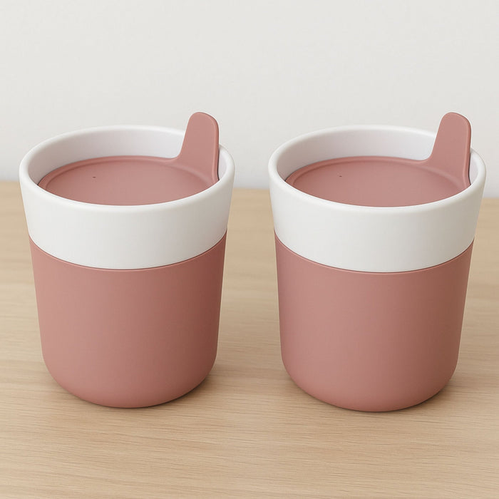 BergHOFF Leo 8.4oz. Porcelain Travel Mug, Pink, Set of 2 - Mugs