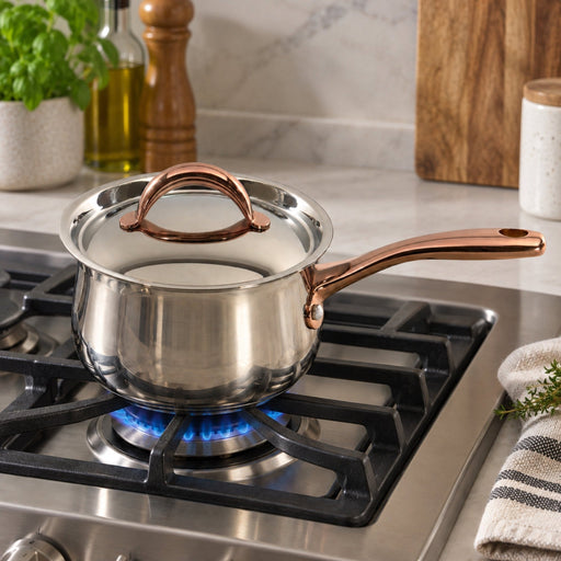 BergHOFF Ouro Gold 18/10 Stainless Steel 6.25" Saucepan with SS Lid, 2.5qt. - Saucepans