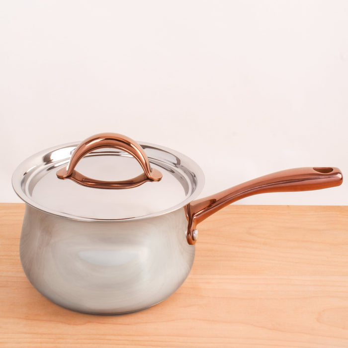 BergHOFF Ouro Gold 18/10 Stainless Steel 6.25" Saucepan with SS Lid, 2.5qt. - Saucepans