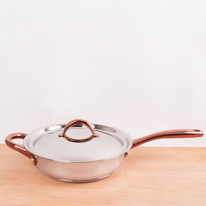 BergHOFF Ouro Gold 18/10 Stainless Steel 9.5" Deep Skillet with SS Lid, 3.1qt. - Skillets & Frying Pans