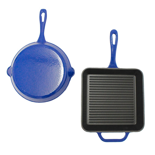 BergHOFF Neo 2pc Cast Iron 10" Fry and Grill Pan Cookware Set, Blue - Skillets & Frying Pans