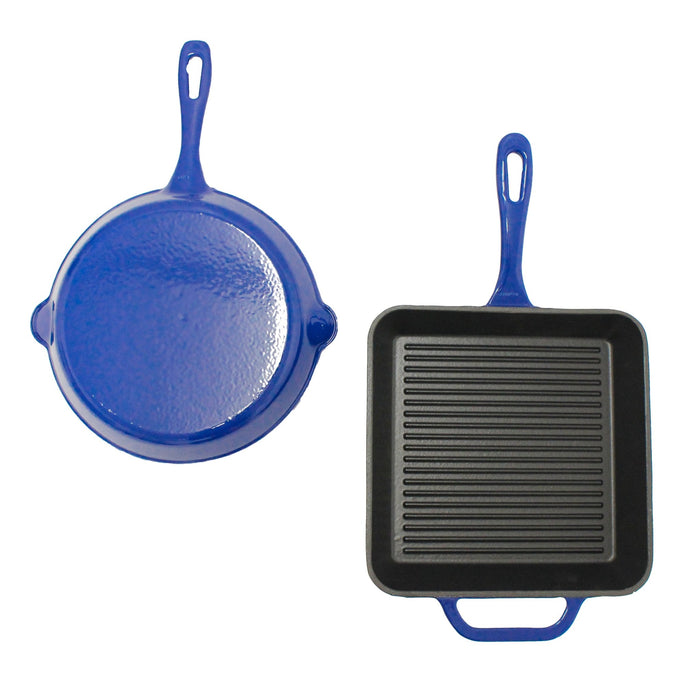 BergHOFF Neo 2pc Cast Iron 10" Fry and Grill Pan Cookware Set, Blue - Skillets & Frying Pans