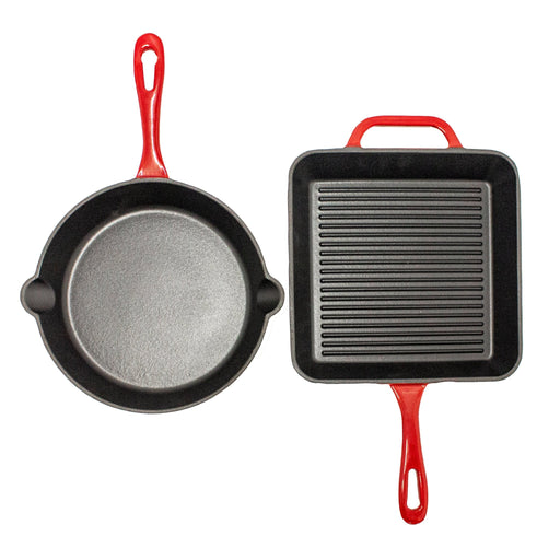 BergHOFF Neo 2pc Cast Iron 10" Fry and Grill Pan Cookware Set, Red - Skillets & Frying Pans