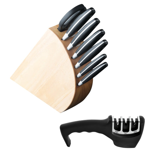 BergHOFF Forged 9pc Stainless Steel Knife Block Set with 3-in-1 Sharpener - Kitchen Knives