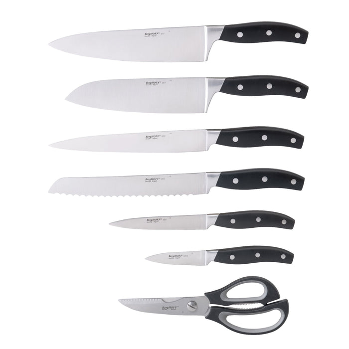 BergHOFF Forged 9pc Stainless Steel Knife Block Set with 3-in-1 Sharpener - Kitchen Knives