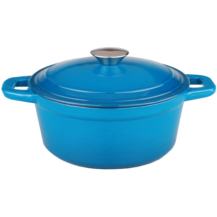 BergHOFF Neo 5pc Cast Iron Cookware Set with Slotted Steak Press, Blue - Cookware Sets