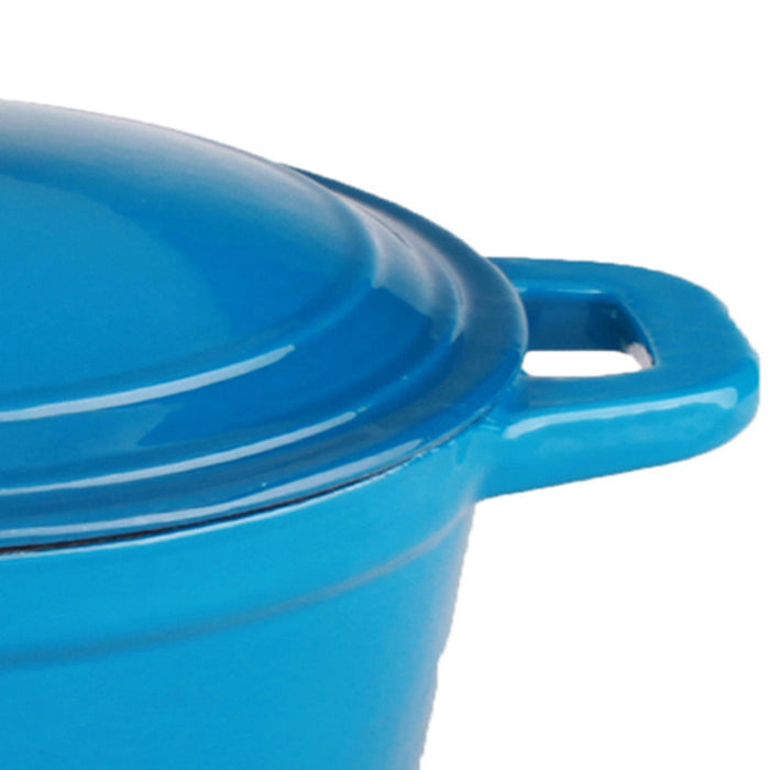 BergHOFF Neo 5pc Cast Iron Cookware Set with Slotted Steak Press, Blue - Cookware Sets