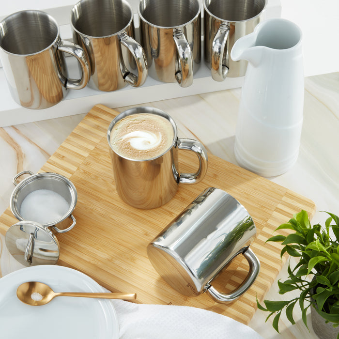 Image 1 of 6Pc 18/10 Stainless Steel Mug Set, 12 oz