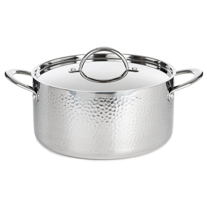 BergHOFF Vintage 10pc Tri-Ply 18/10 Stainless Steel Cookware Set with Lids, Hammered - Cookware Sets