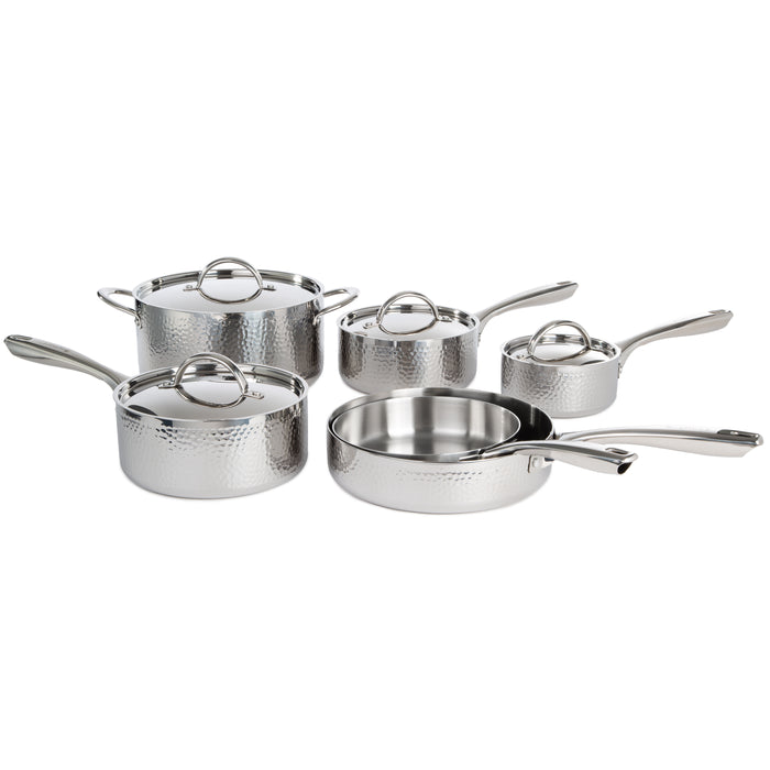 Image 6 of BergHOFF Vintage 10Pc Tri-Ply 18/10 Stainless Steel Cookware Set, Hammered