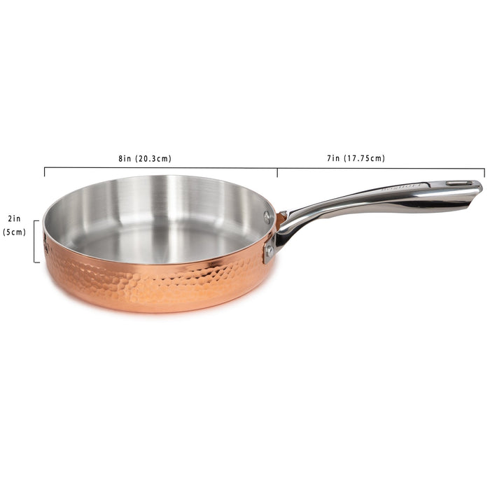 BergHOFF Vintage Tri-Ply Copper 8" Deep Skillet, Hammered - Skillets & Frying Pans
