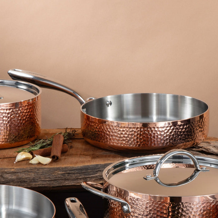 BergHOFF Vintage Tri-Ply Copper 9.5" Deep Skillet, Hammered - Skillets & Frying Pans