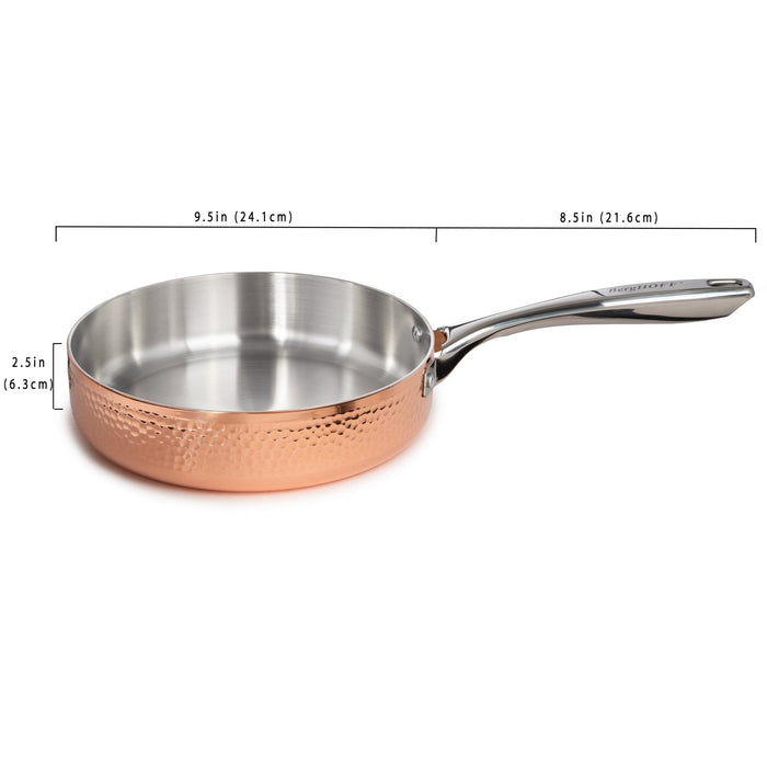 BergHOFF Vintage Tri-Ply Copper 9.5" Deep Skillet, Hammered - Skillets & Frying Pans