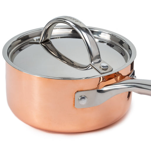BergHOFF Vintage Tri-Ply Copper 5.5" Saucepan 1qt. with Lid, Polished - Saucepans