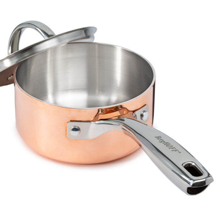 BergHOFF Vintage Tri-Ply Copper 5.5" Saucepan 1qt. with Lid, Polished