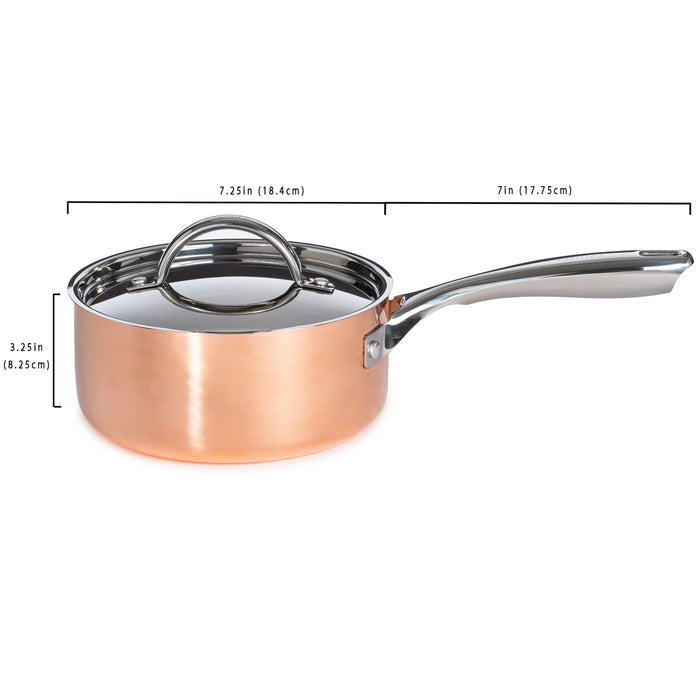 Image 5 of Vintage Tri-Ply Copper 7" Saucepan 2qt. with Lid, Polished