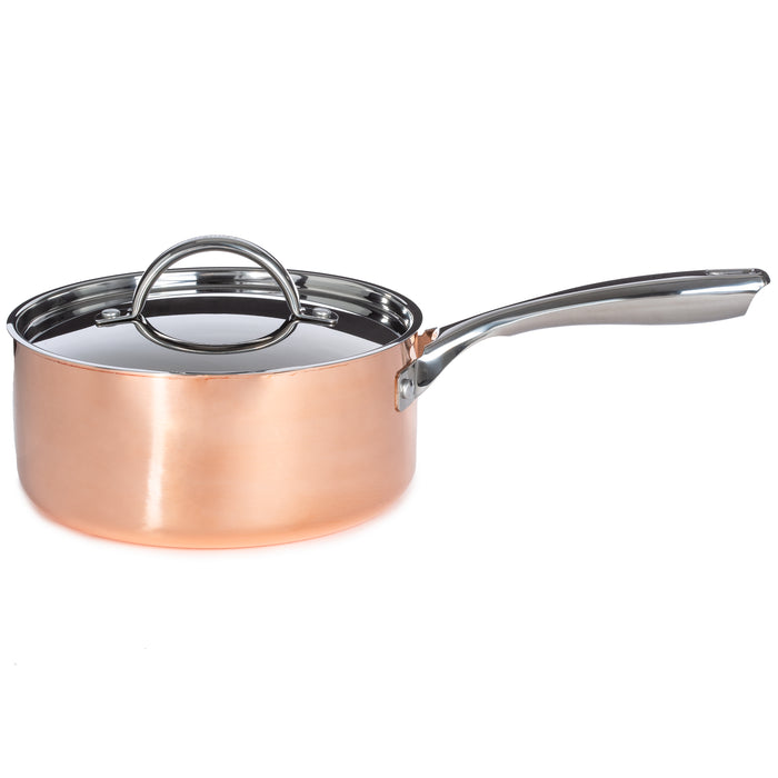Image 2 of Vintage Tri-Ply Copper 8" Saucepan 3qt. with Lid, Polished