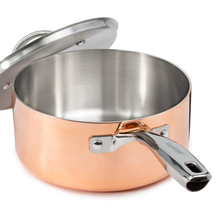 Image 4 of Vintage Tri-Ply Copper 8" Saucepan 3qt. with Lid, Polished