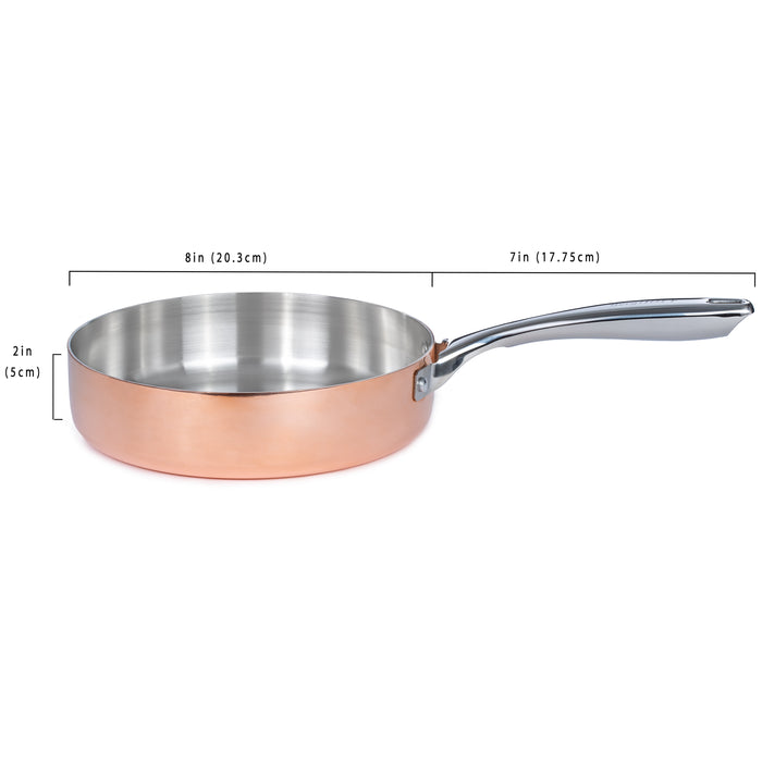Image 6 of Vintage Tri-Ply Copper 8" Deep Skillet, Polished