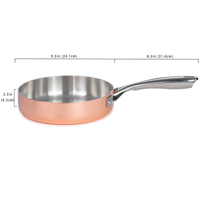 Image 5 of Vintage Tri-Ply Copper 9.5" Deep Skillet, Polished