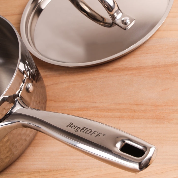 Image 4 of Vintage Tri-Ply 18/10 Stainless Steel 5.5" Saucepan 1qt. with Lid, Hammered