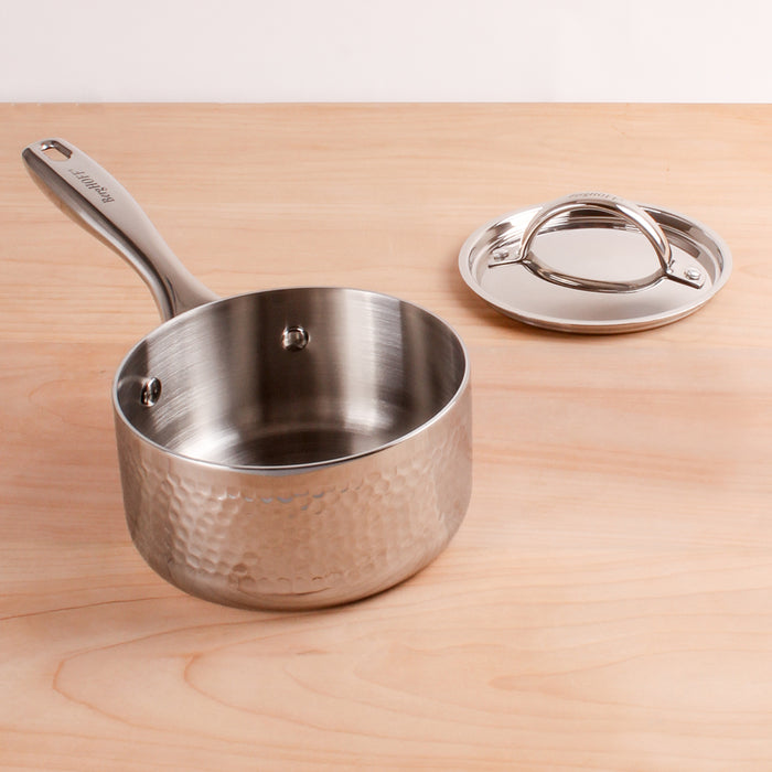 Image 5 of Vintage Tri-Ply 18/10 Stainless Steel 7" Saucepan 2qt. with Lid, Hammered