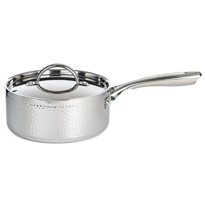 Image 3 of Vintage Tri-Ply 18/10 Stainless Steel 8" Saucepan 3qt. with Lid, Hammered