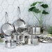 BergHOFF Vintage Tri-Ply 18/10 Stainless Steel 9.5" stockpot 5.5qt. with Lid, Hammered - Stock Pots