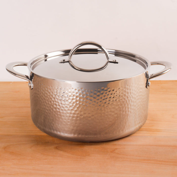 BergHOFF Vintage Tri-Ply 18/10 Stainless Steel 9.5" stockpot 5.5qt. with Lid, Hammered - Stock Pots