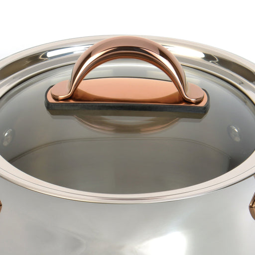 BergHOFF Ouro Gold 18/10 Stainless Steel 8" Stockpot with Glass Lid, 5qt. - Dutch Ovens