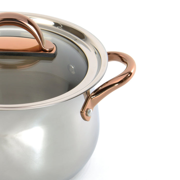 BergHOFF Ouro Gold 18/10 Stainless Steel 8" Stockpot with Glass Lid, 5qt. - Dutch Ovens