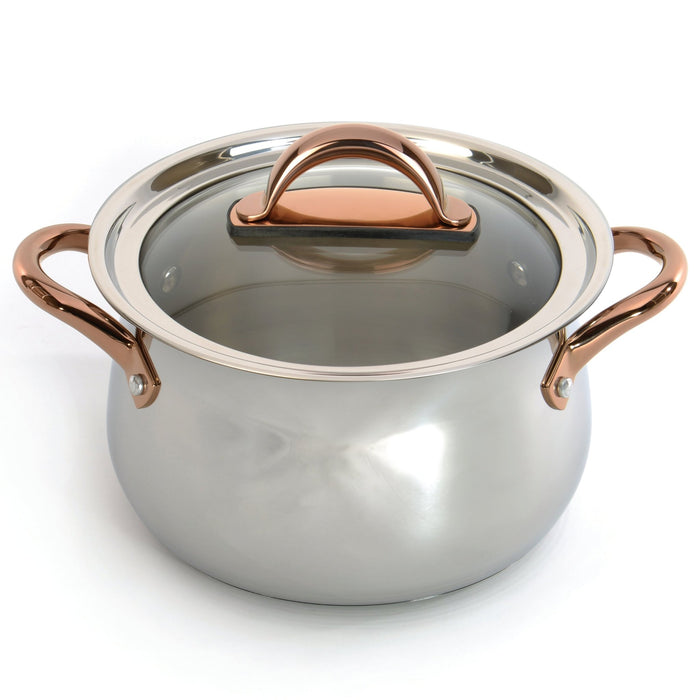 BergHOFF Ouro Gold 18/10 Stainless Steel 9.5" Stockpot with Glass Lid 8.1qt. - Dutch Ovens