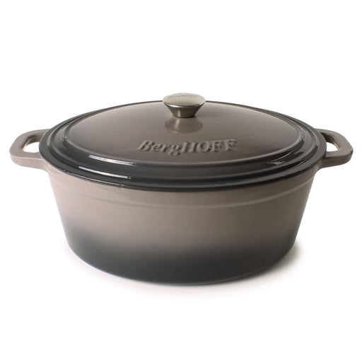 BergHOFF Neo Cast Iron 8qt. Oval Dutch Oven 13" with Lid, Oyster - Dutch Ovens