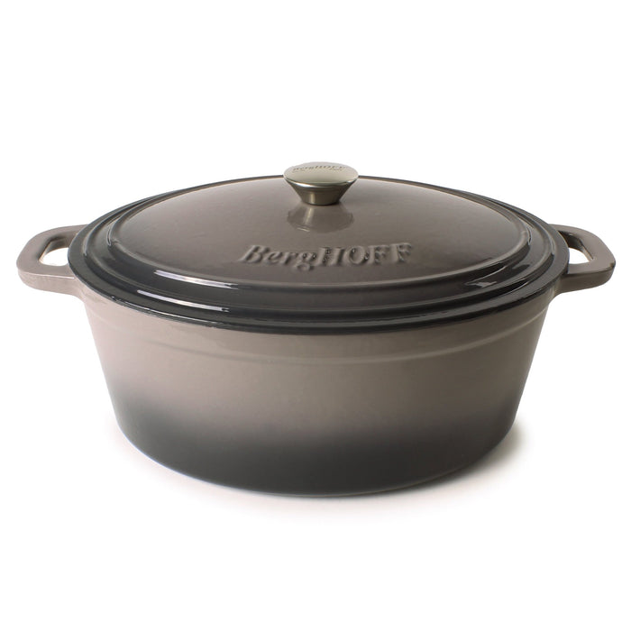 BergHOFF Neo Cast Iron 8qt. Oval Dutch Oven 13" with Lid, Oyster - Dutch Ovens