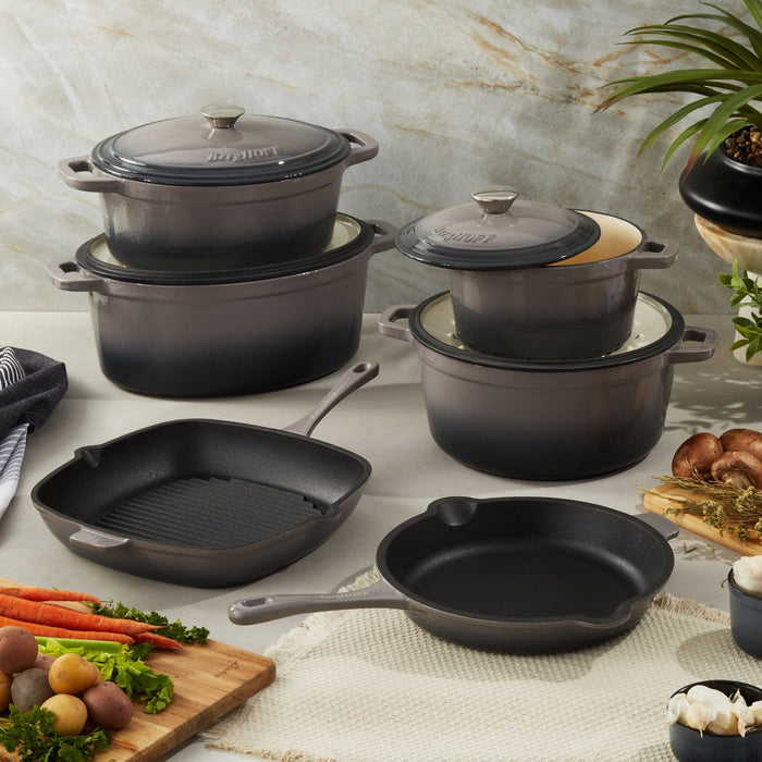 BergHOFF Neo Cast Iron 8qt. Oval Dutch Oven 13" with Lid, Oyster - Dutch Ovens
