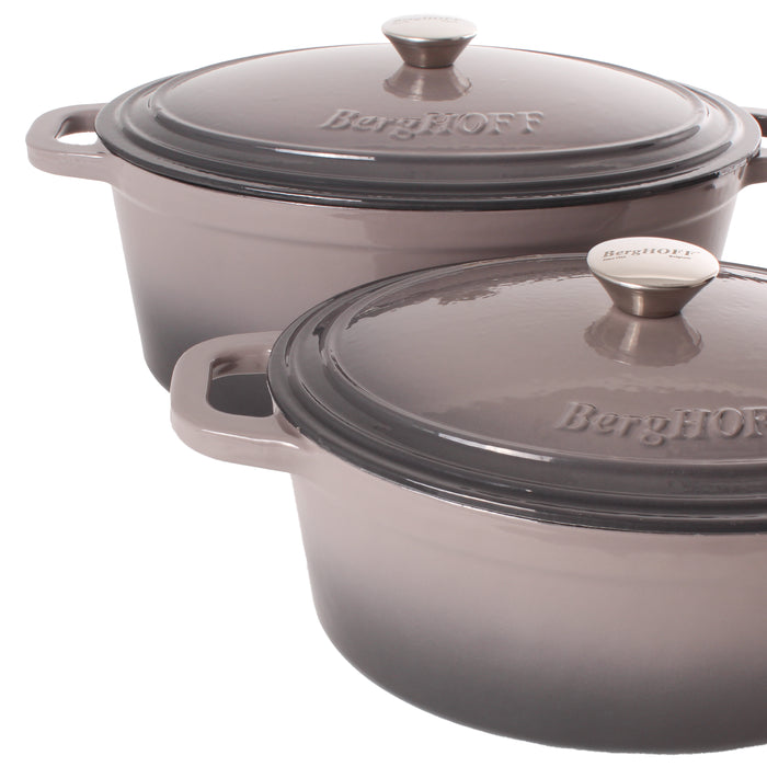 Image 2 of BergHOFF Neo Cast Iron 5qt. Oval Dutch Oven 11.5" with Lid, Oyster