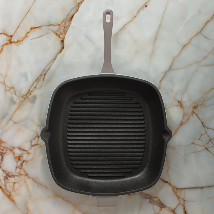 BergHOFF Neo Cast Iron Square Grill Pan 11", Oyster - Griddles & Grill Pans