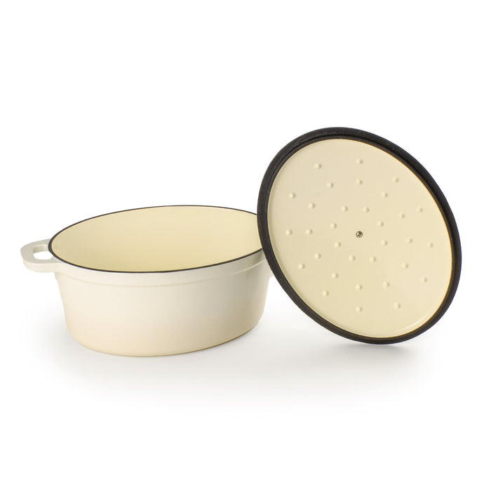 BergHOFF Neo Cast Iron 5qt. Oval Dutch Oven 11.5" with Lid, Meringue - Dutch Ovens