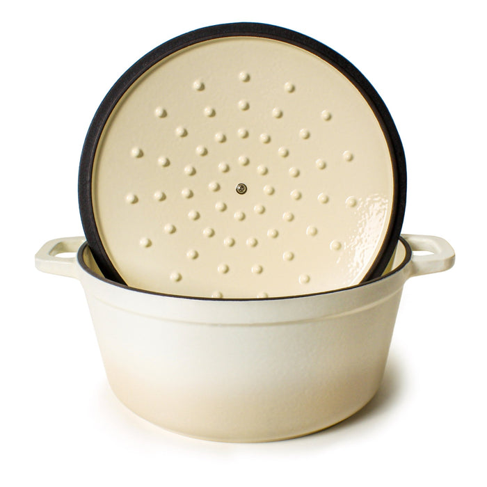 BergHOFF Neo Cast Iron 7qt. Round Dutch Oven 11" with Lid, Meringue - Dutch Ovens