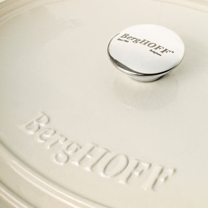 BergHOFF Neo Cast Iron 7qt. Round Dutch Oven 11" with Lid, Meringue - Dutch Ovens