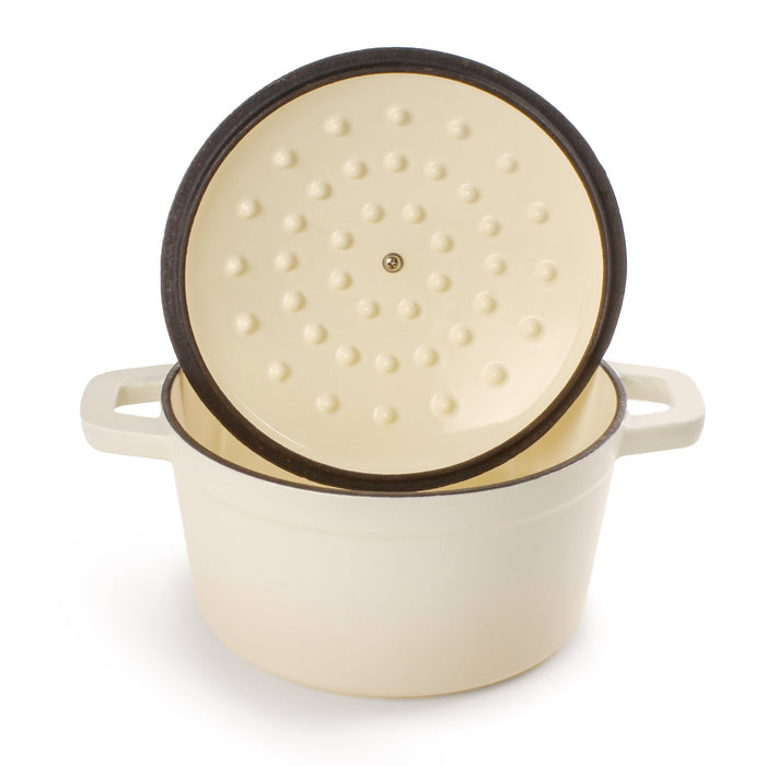 BergHOFF Neo Cast Iron 3qt. Round Dutch Oven 8" with Lid, Meringue - Dutch Ovens