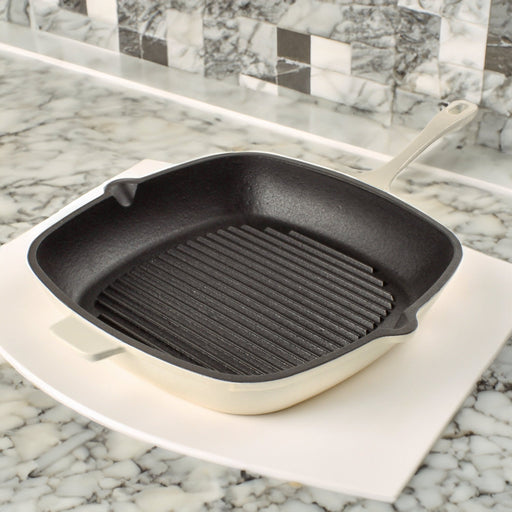 BergHOFF Neo Cast Iron Square Grill Pan 11", Meringue - Griddles & Grill Pans