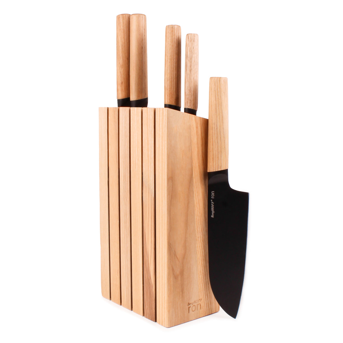 Ron Stainless Steel 6pc Knife Block Set, Natural — BergHOFF