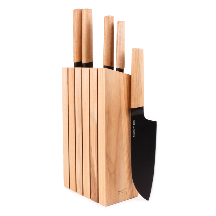 Image 1 of BergHOFF Ron 6Pc Knife Block Set, Natural Wood Handle