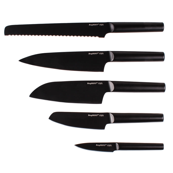 Image 2 of BergHOFF Ron 6Pc Knife Block Set, Black