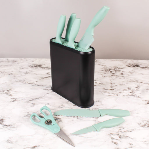 BergHOFF Leo 8Pc Stainless Steel Kitchen Knife Set with Universal Knife Block, Mint - Kitchen Knives