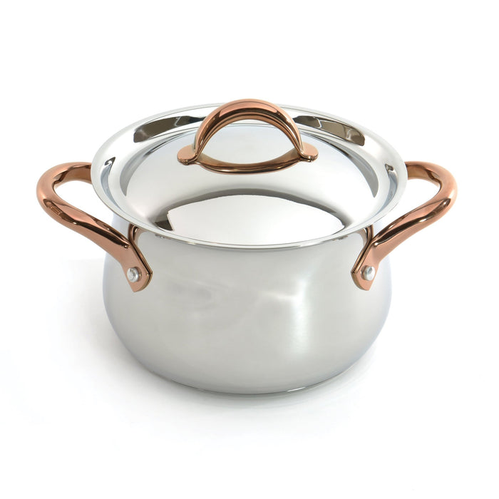 BergHOFF Ouro Gold 10Pc 18/10 Stainless Steel Cookware Set, SS Lids, Rose Gold Handles - Cookware Sets